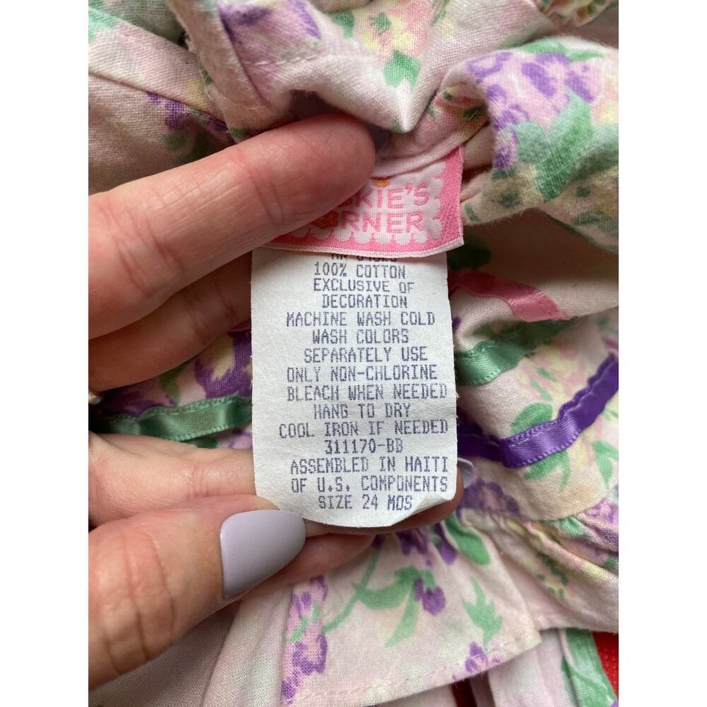 vintage baby girls cottagecore floral dress 24 months pink and purple flowers - Picture 4 of 4